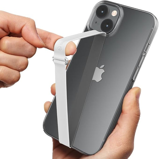 Sinjimoru C-Shaped Clip Finger Phone Grip, Silicone Strap, White 210