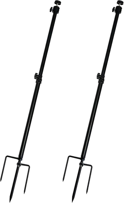 Trail Camera Mount,Height Adjustable (15.7"-28.3") & 360° Rotating Stake,Dual-Mode Base for Soft/Hard Ground Post,Game Cam Stand with 1/4"-20 Thread, Metal pole for Solar Panels,Hunting,Wildlife.2Pcs