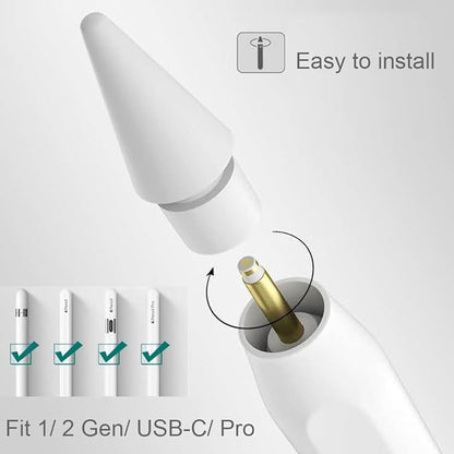 Replacement Tips for Apple Pencil 1st Generation/ 2nd Generation Tips, iPad Pencil Nibs Accessories for Apple Pen Pro/USB-C/ 1/2 Gen(8 Pack)