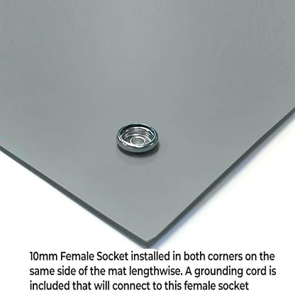 RubberStat Dual Layer ESD Compliant Workstation Rubber Table Mat Kit, Soldering, Cell Phone Repair, with Wrist Strap Set and Ground Cord - 24"x60" Grey