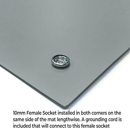 RubberStat Dual Layer ESD Compliant Workstation Rubber Table Mat Kit, Soldering, Cell Phone Repair, with Wrist Strap Set and Ground Cord - 24"x30" Grey
