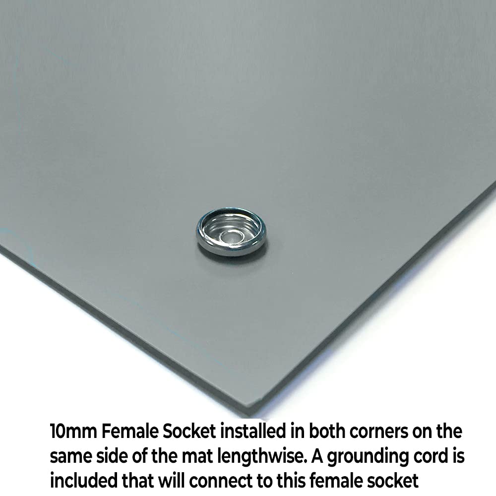 RubberStat Dual Layer ESD Compliant Workstation Rubber Table Mat Kit, Soldering, Cell Phone Repair, with Wrist Strap Set and Ground Cord - 30"x48" Grey