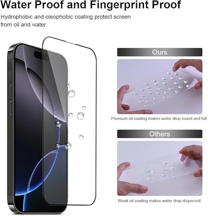 2 pack Full 9H+ Military Grade Glass Screen Protector for iPhone 16 + 2 pack Camera Lens Protector with easy Installation Frame Case Friendly Shatterproof Tempered Glass 9H+ Hardness HD Clear Anti-Scratch Glass Full Edge Coverage (6.1) iPhone 16