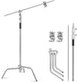 Heavy Duty C Stand with Boom Arm, Stainless Steel Heavy Duty Photography Light Stand, Adjustable Height 4.9ft-10.8ft, with 4.1ft Holding Arm, for Reflector, Umbrella, Softbox, Monolight