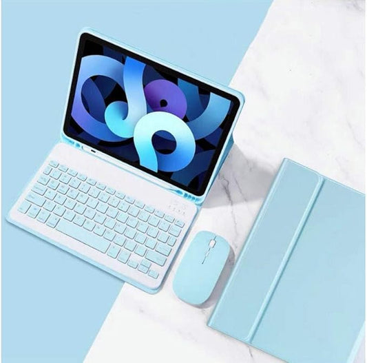 AnMengXinLing Keyboard Case with Mouse for iPad Air 13 Inch (M4 2026/M3 2025/M2 2024)/Pro 12.9 6th/5th/4th Generation, Magnetically Detachable Bluetooth Keyboard Cover with Pencil Holder, Sky Blue