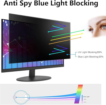FILMEXT [2 Pack Removable 24 Inch Computer Privacy Screen Filter for 16:9 All-in-One Desktop/Frameless Monitor - Blue Light UV Blocking Privacy Shield for Thin Bezel Computer