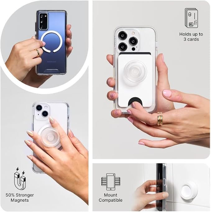 PopSockets Phone Grip for MagSafe with Kickstand, Magnetic Stand, Swappable Top, Secure Hold for iPhone MagSafe Cases, Phone & Tablet Grip - Enamel Pasta