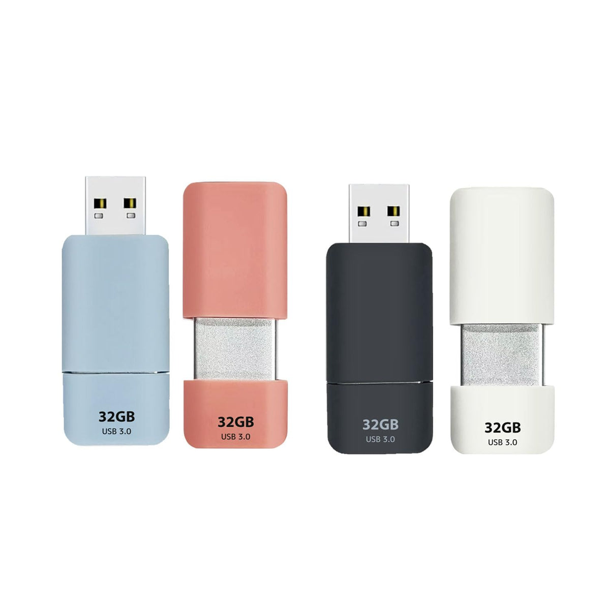 GIGASTONE 32GB Flash Drive (100 Pack) Z60NB USB 3.2 Gen 1, Ultra Fast, Retractable Capless Slider Design, Data Storage, Backup for PC/Mac/TV/Car Audio, USB 2.0/3.0/3.1 Compatible (Random Color)
