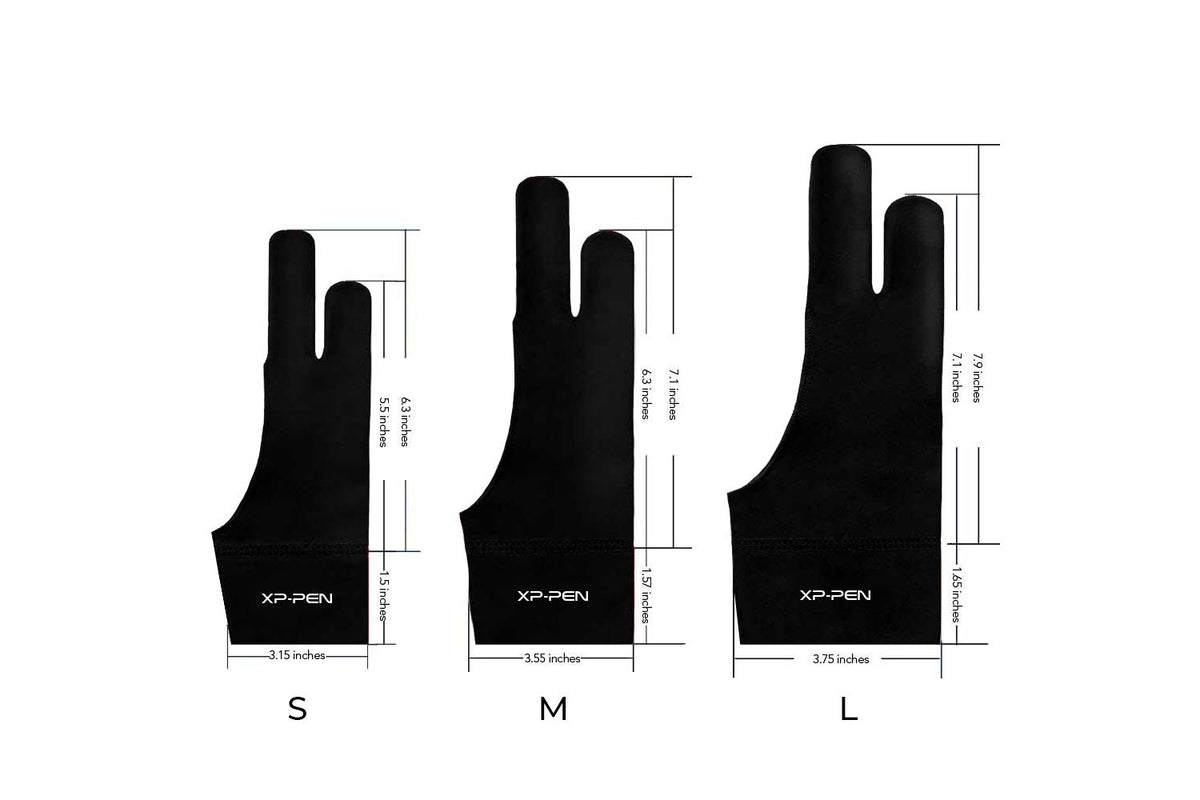 XPPen Artist Drawing Glove 2-Fingers Digital Art Glove for Graphics Drawing Tablet Drawing Glove Right Hand and Left Hand (Size L) Black
