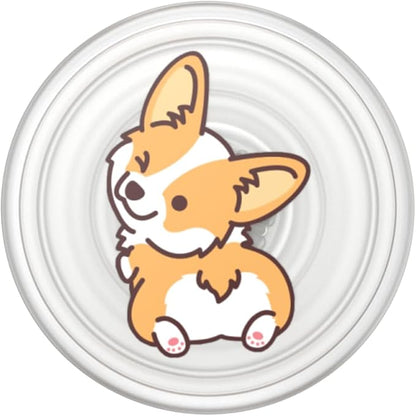 PopSockets Plant- Based Phone Grip with Expanding Kickstand, Adhesive Grip, Eco- Friendly - Translucent Cheeky Corgi
