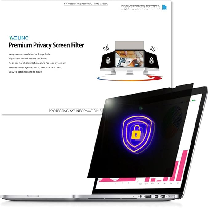 12.5 Inch - 16:9 Aspect Ratio - Laptop Privacy Screen Filter for Widescreen Laptop - Notebook - Anti-Glare - Anti-Scratch Protector Film for Data confidentiality