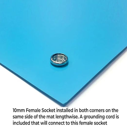 RubberStat Dual Layer ESD Compliant Workstation Rubber Table Mat Kit, Soldering, Cell Phone Repair, with Wrist Strap Set and Ground Cord - 36"x72" Blue