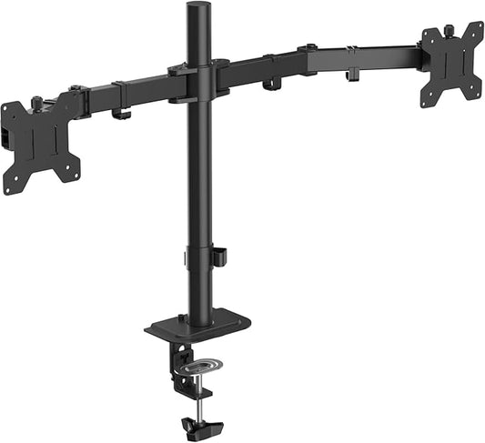 Suptek Dual Monitor Desk Mount, Adjustable Dual Monitor Arm for 2 Monitor Screens up to 43 inch, 15.75" Pole Monitor Stand for Desk, Holds up to 22 lbs, Black(MD9442LB)