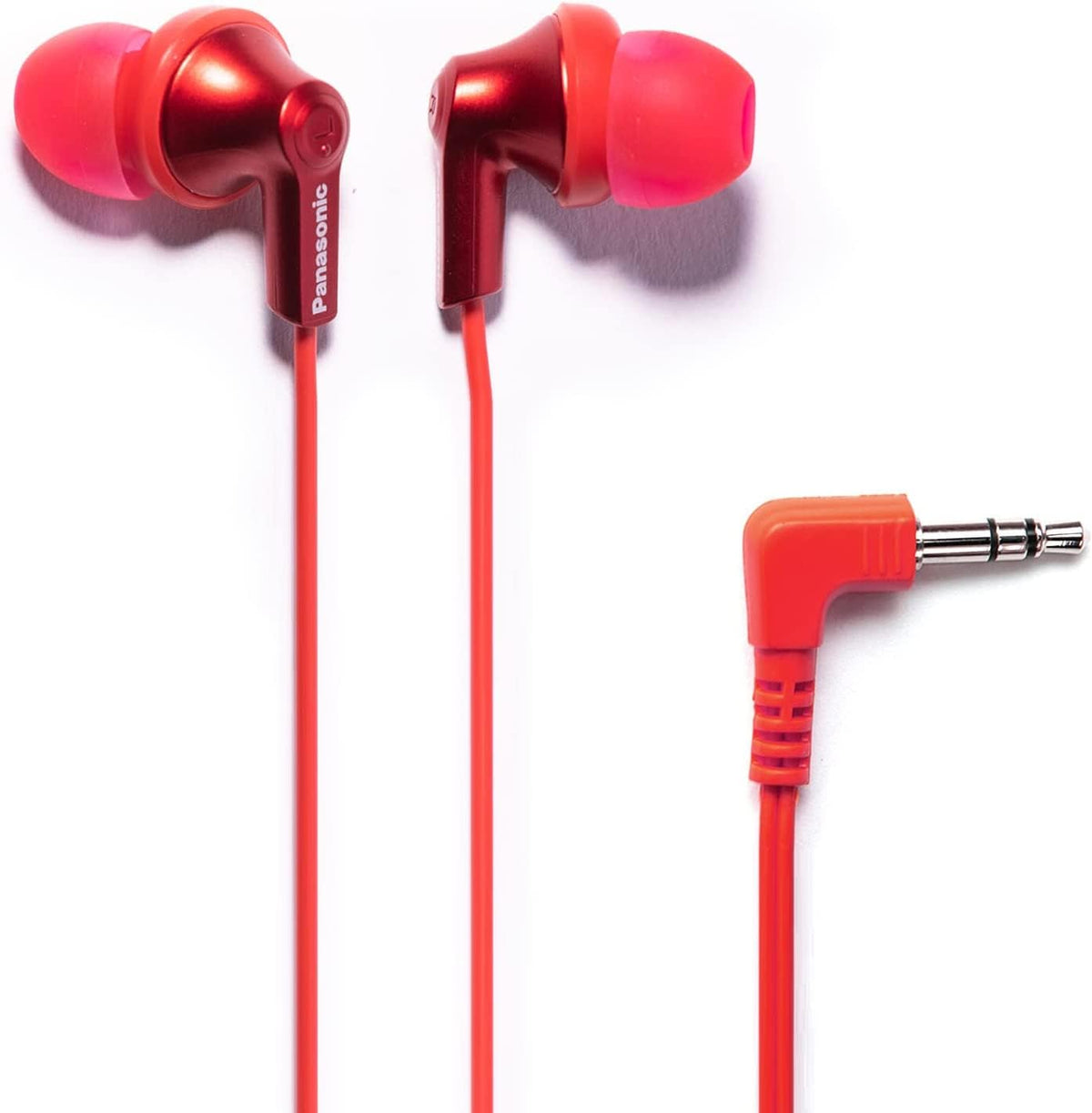 Panasonic ErgoFit In-Ear Earbud Headphones RP-HJE120-R (Red) Dynamic Crystal Clear Sound, Ergonomic Comfort-Fit