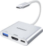 USB C to HDMI Adapter, 4K HDMI to USB-C Multiport Hub Adapter with 100W PD & USBA 3.0 Port, Type C Digital AV Converter for iPad Pro,MacBook Pro/Air,iPhone 15/16,Switch,TV, Monitor and More(Silver)