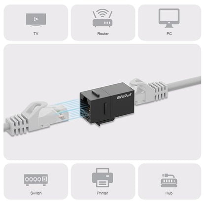 FGB 10 Gbps CAT6A RJ45 Keystone Coupler 25-Pack, CAT6A Keystone Jack, Ethernet Coupler Female to Female UTP for Cat6a/Cat6/Cat5e/Cat5, Black