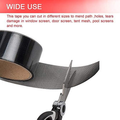 Window Screen Repair Kit Tape Fiberglass Repair Kit for Window Screen and Screen Door Tears Holes 3-Layer Strong Adhesive Window Screen Mesh Repair Waterproof Screen Repair Kit（2"×80"） Grey