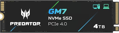 Predator GM7 4TB SSD: M.2 2280 PCIe Gen 4 x4 NVMe 2.0, Read Speed Up to 7400 MB/s, Internal PC Solid State Drive for Laptop, Desktop and PS5 - BL.9BWWR.120