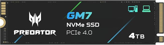 Predator GM7 4TB SSD: M.2 2280 PCIe Gen 4 x4 NVMe 2.0, Read Speed Up to 7400 MB/s, Internal PC Solid State Drive for Laptop, Desktop and PS5 - BL.9BWWR.120