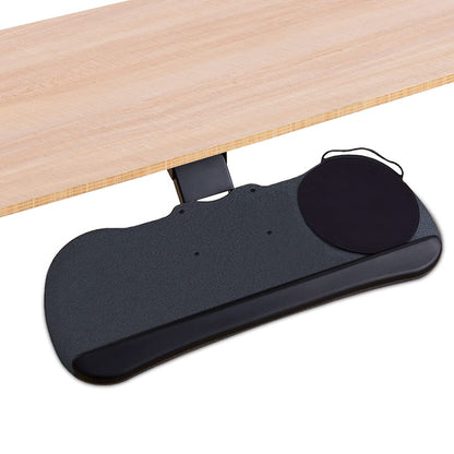 FERSGO Under Desk Keyboard Tray, 27" x 11" Tray, 17.75" Track, One Knob Control, Undermount Sliding Computer Keyboard with Wrist Rest, Adjustable Height and ±15° Tilt