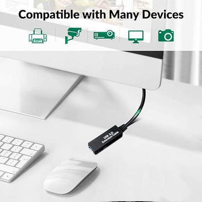 16.4FT USB 3.0 Extension Cable,USB Extension Cord A-Male to A-Female,Compatible with Oculus Quest 3 VR,Headset,Hard Drive,Printer,Keyboard, Mouse,PS4 and More