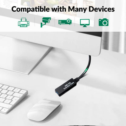S.H.Y SPRUCES 33FT USB 3.0 Active Extension Cable,USB Extension Cord A-Male to A-Female,Compatible with Oculus Quest 3 VR,Headset,Hard Drive,Printer,Webcam,Scanner,PS4 More