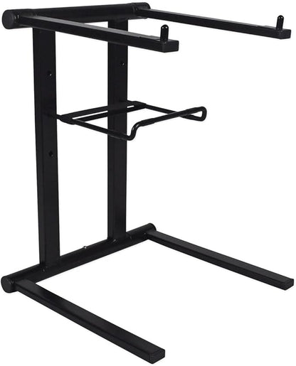 Rockville RLS2400 Lightweight Folding DJ Laptop Stand, Adjustable Height, Extra Shelf, Travel Bag, for DJs and Mobile Performers