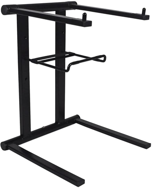 Rockville RLS2400 Lightweight Folding DJ Laptop Stand, Adjustable Height, Extra Shelf, Travel Bag, for DJs and Mobile Performers