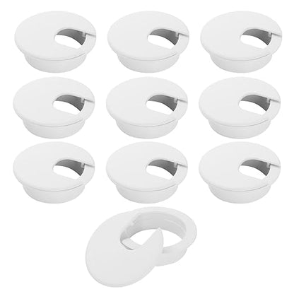 2" White Desk Grommet, JTemgle Plastic Cable Hole Cover Computer Table Cord Wire Organizer Caps Desktop Cord Management for Home Office TV Stands Tabletops, 10 Pieces