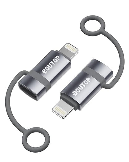 [MFi Certified] USB C to Lightning Adapter Support 36W PD Fast Charging with Anti-Loss Design Compatible with iPhone Gray -2 Pack