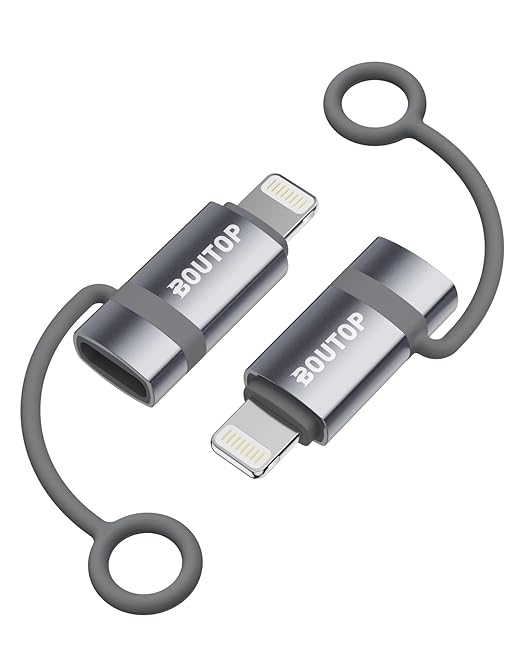 [MFi Certified] USB C to Lightning Adapter Support 36W PD Fast Charging with Anti-Loss Design Compatible with iPhone Gray -2 Pack