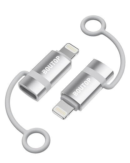 [MFi Certified] 36W USB C to Lightning Adapter, Support PD Fast Charging Compatible with iPhone iPad Airpods, with Anti-Lost Holder Silver -2 Pack