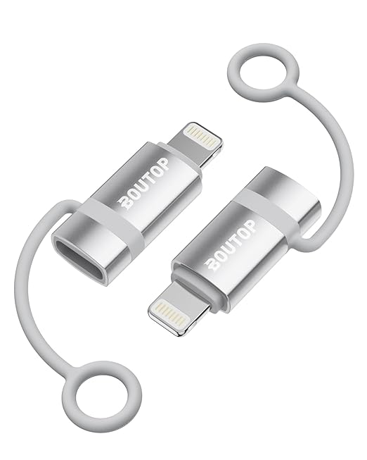 [MFi Certified] 36W USB C to Lightning Adapter, Support PD Fast Charging Compatible with iPhone iPad Airpods, with Anti-Lost Holder Silver -2 Pack