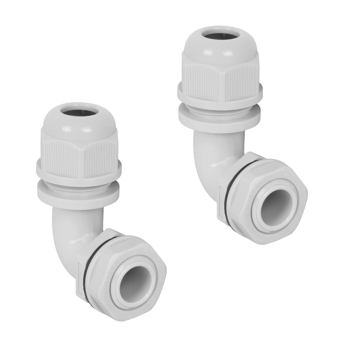 LeMotech M25 Cable Gland, 90 Degree Adjustable 13-18mm Strain Relief, Cord Connectors Nylon Joints with Gaskets, 2 Pcs, Grey