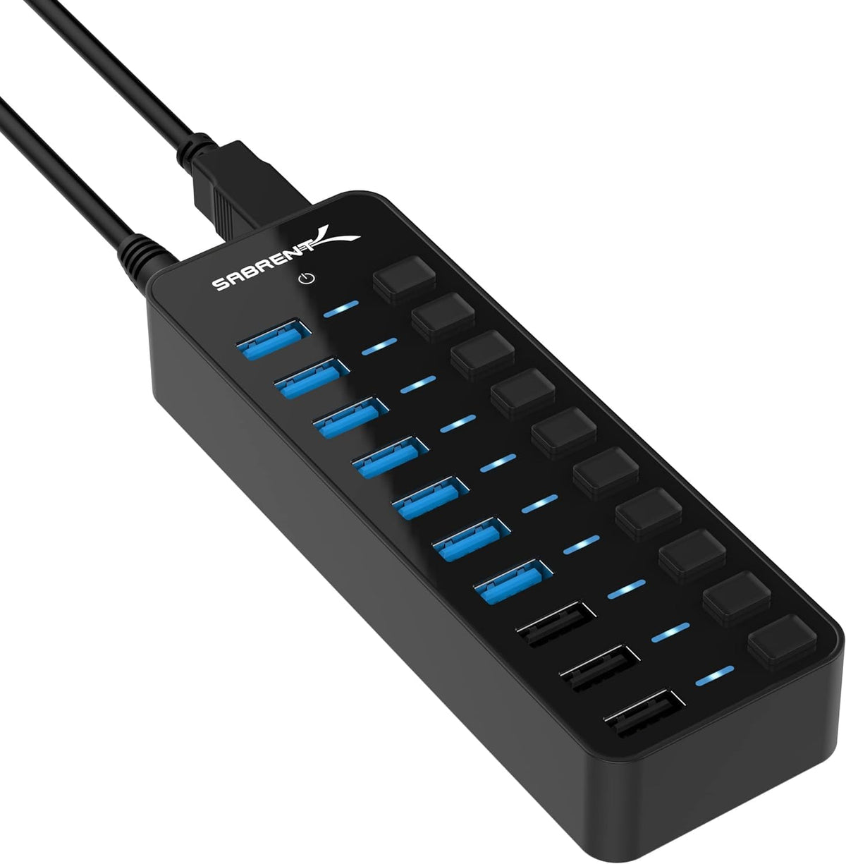 SABRENT 36W 7-Port Powered USB 3.0 Hub, Switches & LEDs (HB-BUP7)