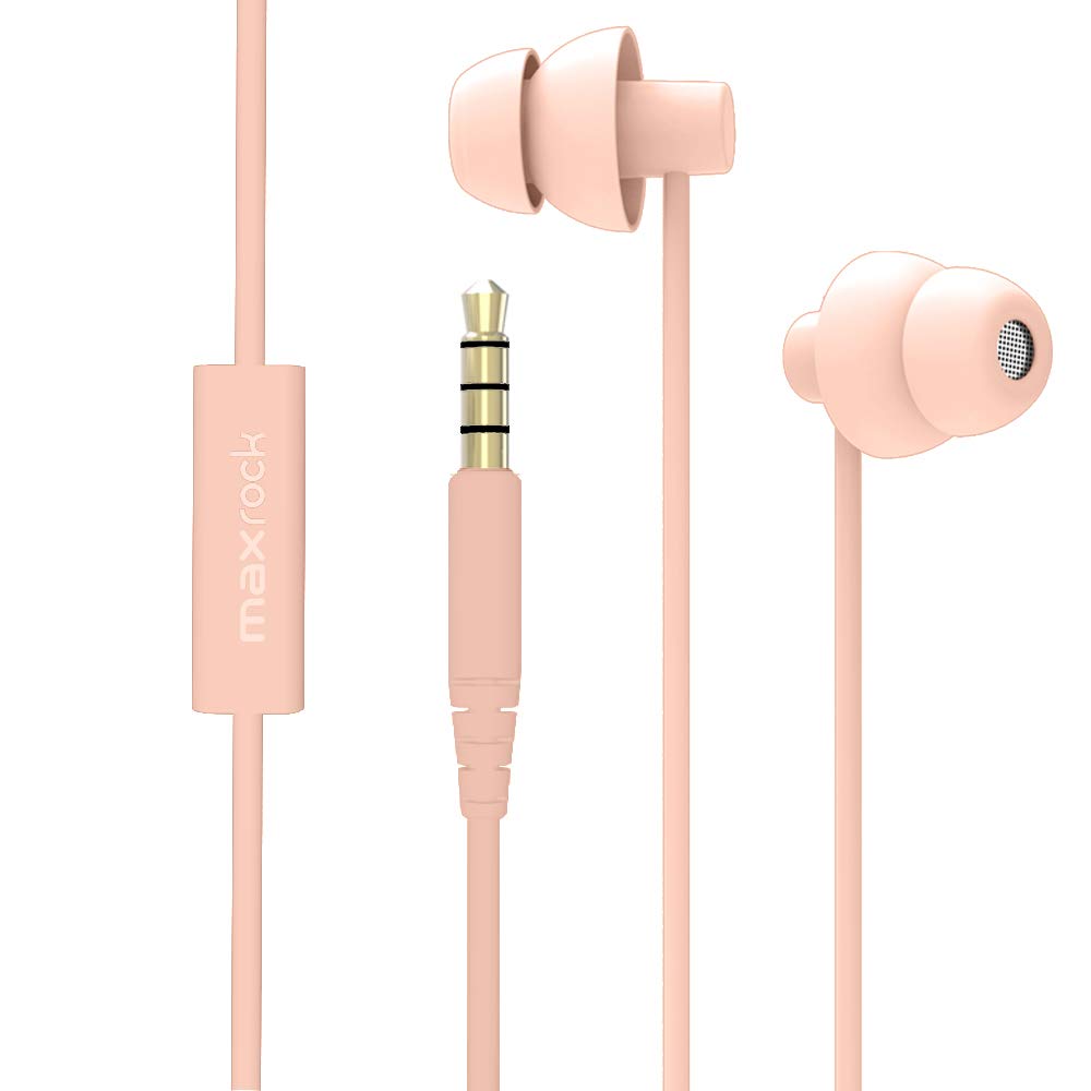 MAXROCK (TM Total Soft Silicon Headphones with Mic Sleep Travel Choice for Cellphones Tablets and 3.5mm Jack (Green)