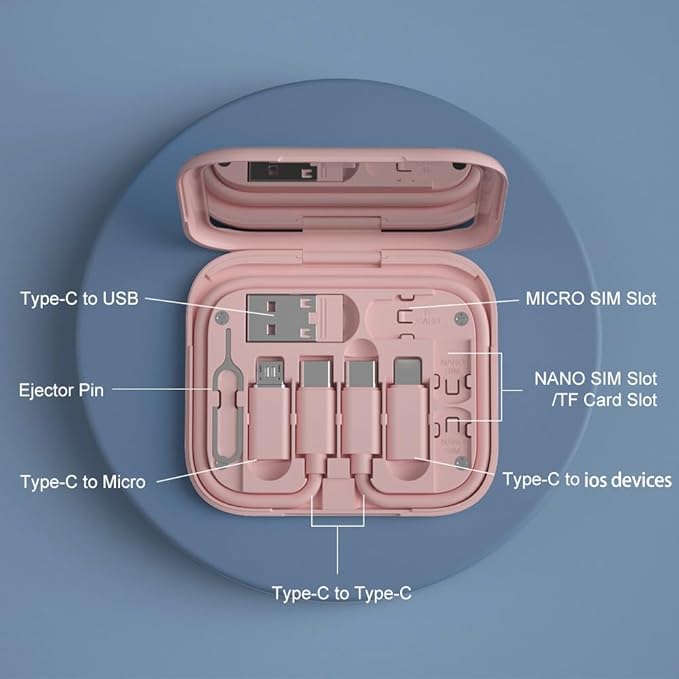 YANZIE USB Adapter Kit, Type-C to Lightning Adapter, USB-A to C, OTG, Pink
