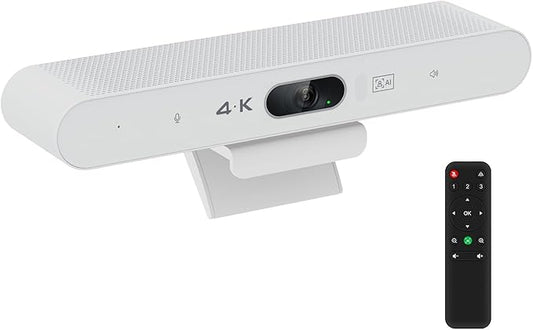 TOALLIN 4K All-in-One Conference Webcam with Mic and Speaker, AI Auto-Framing & Speaker-Tracking, USB Video Bar, Video Conference Camera for Online Meetings, Video Calls