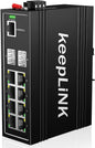 10-Port Industrial Gigabit PoE Switch, Managed with 8 PoE+@130W, 2 SFP Slots, DIN Rail Network Switch, IP40, Operating Temperature Range of -30° – 75°C (-22° – 167°F), Lifetime Protection