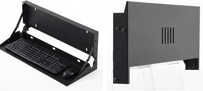 2 Pcs 24 Inch Keyboard Wall Mount Foldable Fits Standard Computer Keyboard Mouse Stand Tray Organizer for Small Offices Apartments, Easy Installation with 4 Screws (Black)