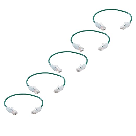 TRUECABLE Cat6 Component Rated Patch Cable, Unshielded (U/UTP), 1ft, Green, 28AWG Stranded Pure Copper, Snagless 10G High-Speed Ethernet Cable, PoE++ 4PPoE 100W, UL Listed, RoHS-3, 5 Pack