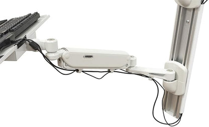 Displays2go Wall Mounted Computer Station, Monitor Mount, CPU Holder, Adjustable Arms (DWSSW01WT)