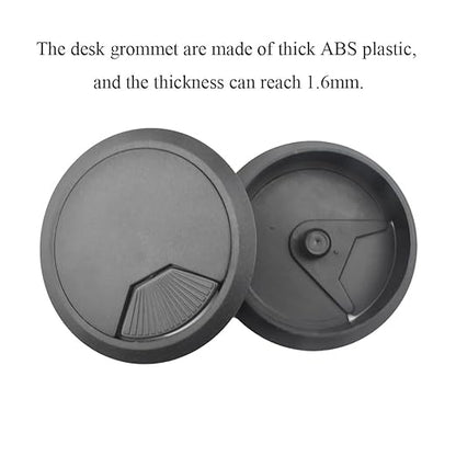 HAHIYO 2Pcs 3.15Inch/80mm Black ABS Plastic Sector-Shaped Desk Grommet Wire Grommet Cable Management Cord Hole Cover Desk Wire Hole Insert Wire Organizer for Computer Office Home Equipment System
