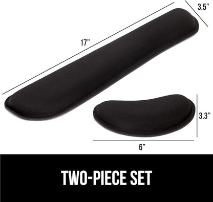 GORILLA GRIP Silky Memory Foam Wrist Rest for Computer Keyboard, Mouse, Ergonomic Design for Typing Pain Relief, Desk Pads Support Hand and Arm, Mousepad Rests, Stain Resistant, 2 Piece Pad, Black