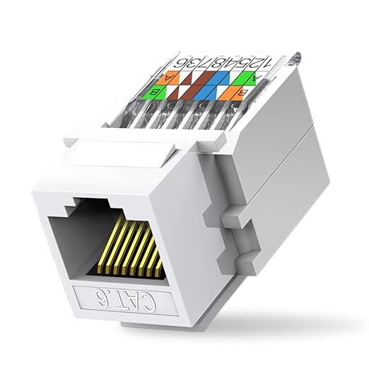 ZOERAX 50-Pack Cat6 Tool-Less RJ45 Keystone Jack, No Punch-Down Tool Required Module Coupler, White