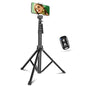 Aureday Phone Tripod, 92" Cell Phone Stand with 15" Gooseneck, Remote and Phone Holder, Overhead & Selfie Stick for Recording/Watching/Vlog, Compatible with iPhone Android, Pink