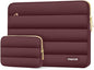 MOSISO 13.3 inch Laptop Case, 13-13.3 inch Puffy Laptop Sleeve Compatible with MacBook Air 13 13.6 M4 M3 M2 M1/Pro 13/Pro 14, HP Dell ASUS Lenovo,Polyester Horizontal Bag with Small Case, Wine Red