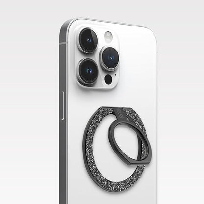 PureGear Magnetic Phone Grip Ring Stand, Magnetic Phone Ring Holder for MagSafe iPhone 16, 16Pro, 16Plus, 16ProMax, 15, 15Plus, 14, 14ProMax, 13, 12, Adjustable Kickstand(Brushed Black Glitter)