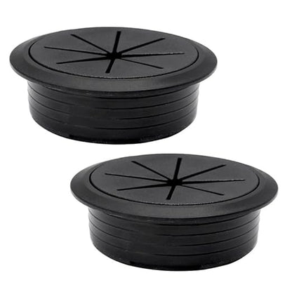 2 Pcs Desk Grommet 2-3/8" / 60 mm, Desk Hole Cover for Cables Black, Cable Grommet ABS Plastic, Desk Hole Grommet for Home & Office Pc, Detachable Cable Cord Organizer