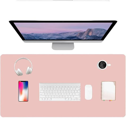 PU Leather Desk Pad Protector Gaming Mouse Pad Non Slip Desk Mat for Keyboard and Mouse Waterproof Desk Writing Pad for Office and Home Desk Accessories(Pink, 23.6 * 11.8)